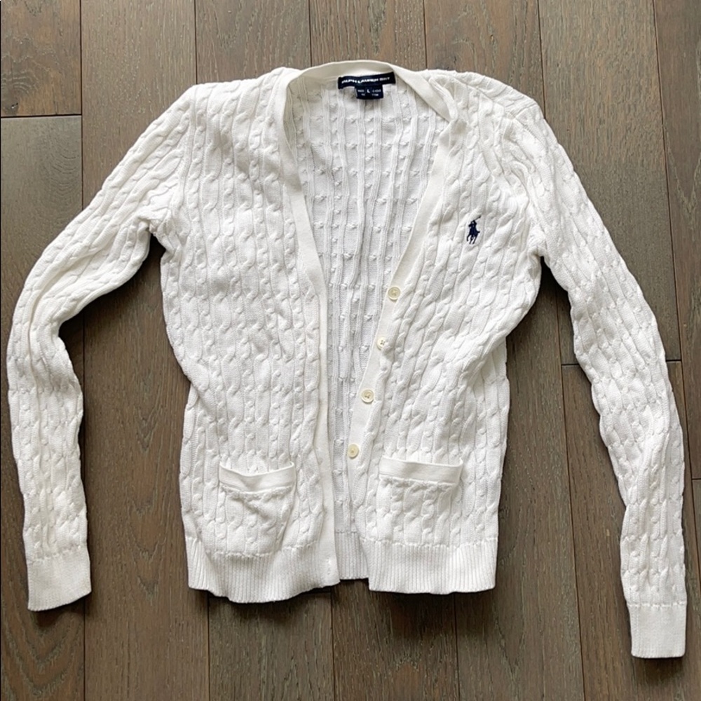 Ralph Lauren white cotton fisherman’s cardigan